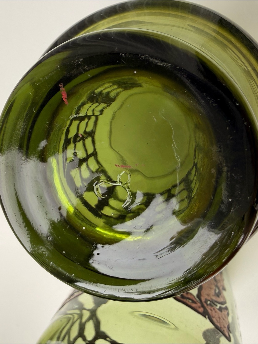RARE VTG Libbey Signed 2 Green Glass Tumblers Copper Monogram MCM 1970s Barware - Picture 9 of 14